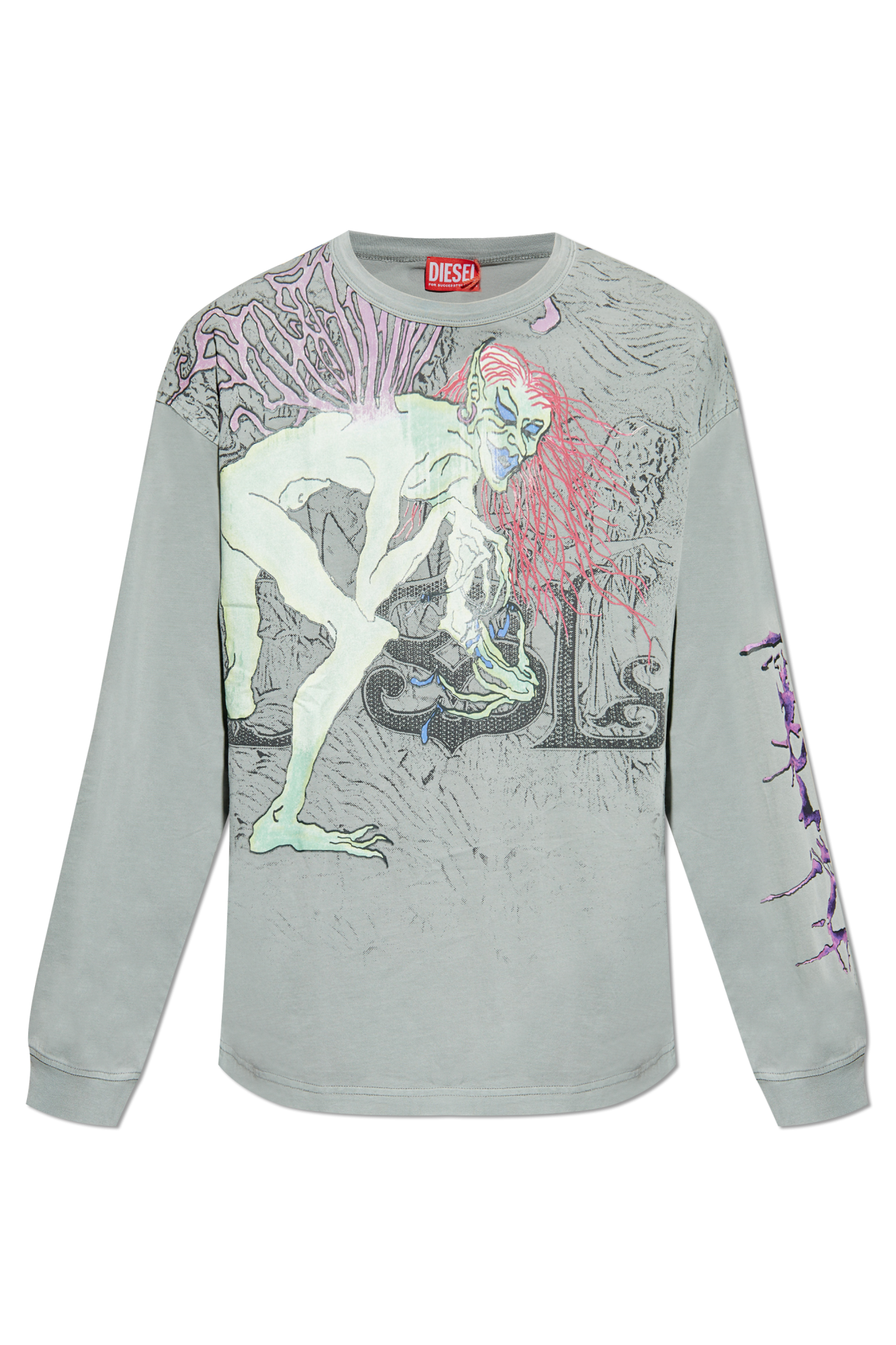 【DIESEL】t-boxt-r12 Men's Marble-effect burnout T-shirt | Green | Diesel